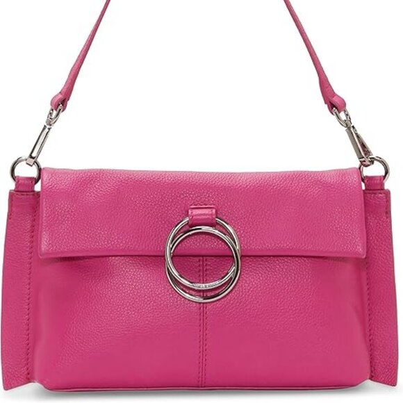 Vince Camuto Hot Pink Leather Crossbody Purse - Suede Lining NEW